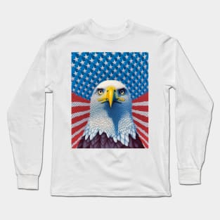 USA America Fourth of July Op Art Bald Eagle July 4th Long Sleeve T-Shirt